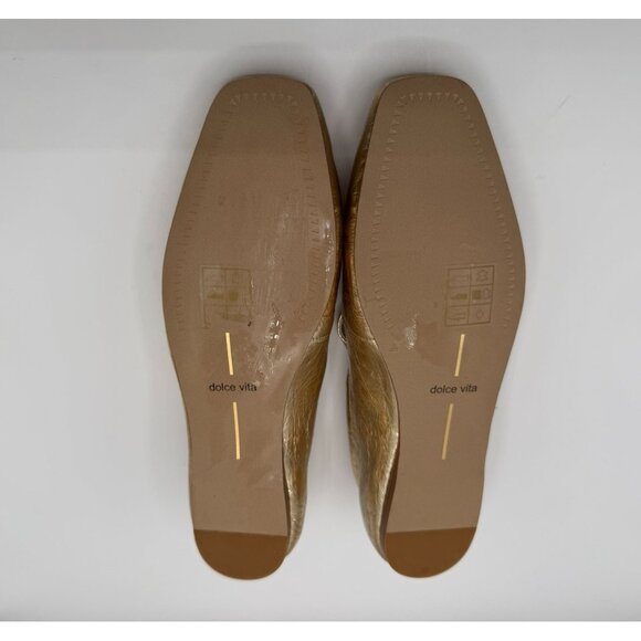Dolce Vita Reyes Distressed Women Size 6 Gold Leather Mary Jane Ballet Flats - Picture 11 of 14